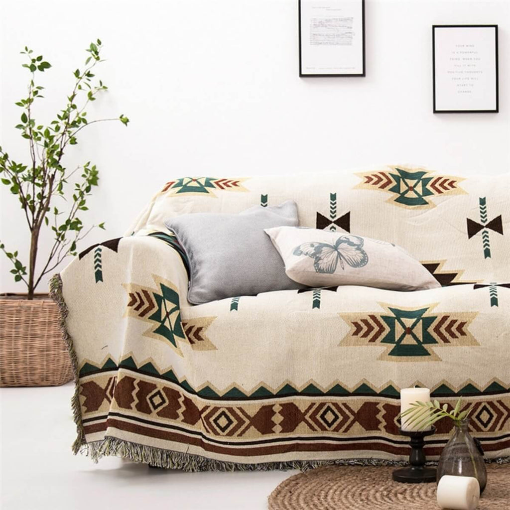 TribalCozy | Geometrisch Azteeks Plaid – Zacht Lichtgewicht Polyester-Katoen, Boho Tribal Patroon