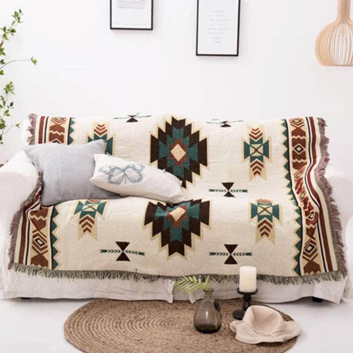 TribalCozy | Geometrisch Azteeks Plaid – Zacht Lichtgewicht Polyester-Katoen, Boho Tribal Patroon