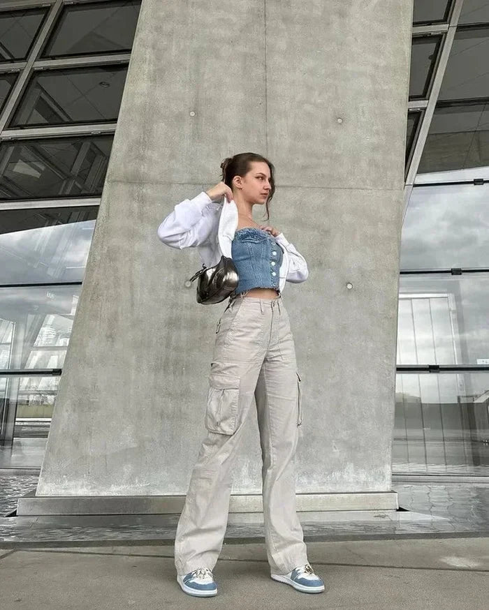 Elva | Dames cargobroek – relaxte pasvorm en hoge taille streetwear broek
