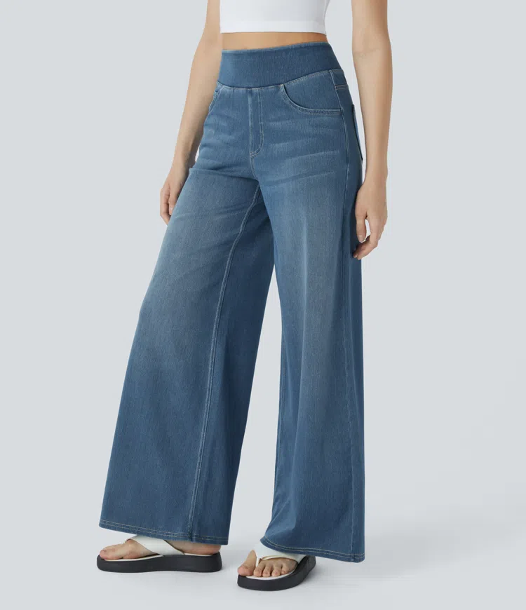 Rexina | Dames high-waisted wijde jeans – Comfortabele stretchdenim, trendy losvallende casual broek
