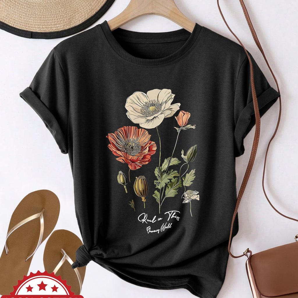 Jovie | Casual T-shirt met bloemenprint voor dames – Lichtgewicht zomertop met korte mouwen