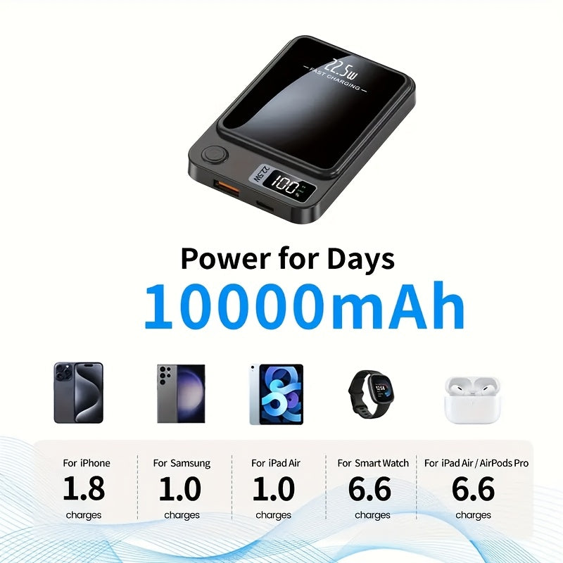 PowerMag | 10000mAh Magnetische Draadloze Power Bank - 22.5W Snel Opladen, Draagbare Lader