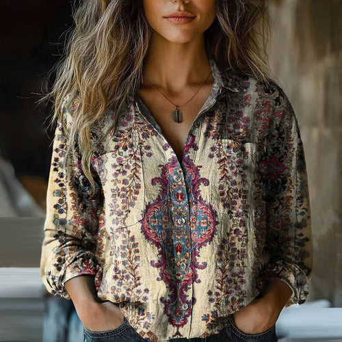 Baila | Vintage bloemenprint blouse voor dames – boho elegant casual lichtgewicht zomertop