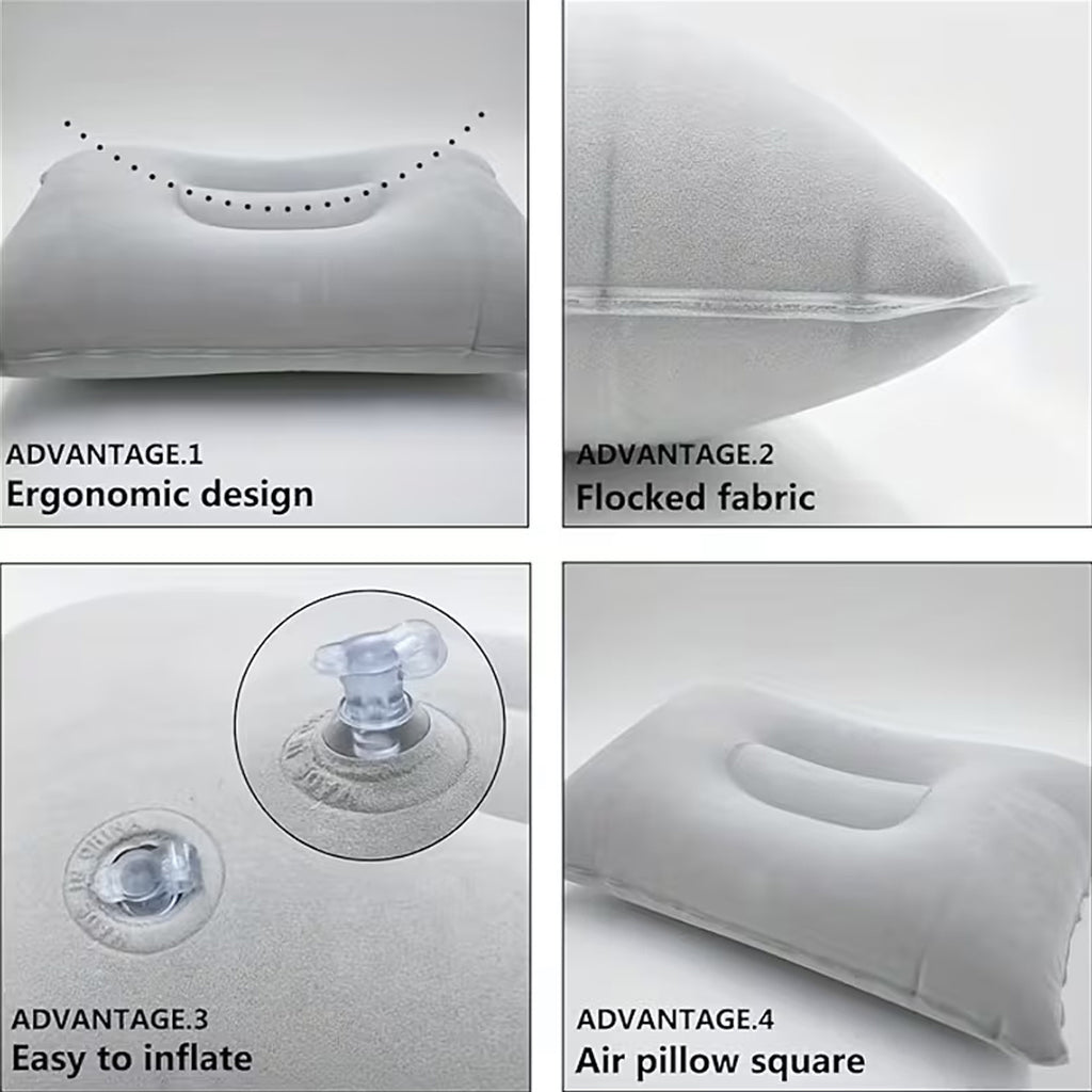 AeroSleep | 2-delige Opblaasbare Reiskussenset – Ultralicht Opblaasbaar Nekkussen & Lendensteunkussen