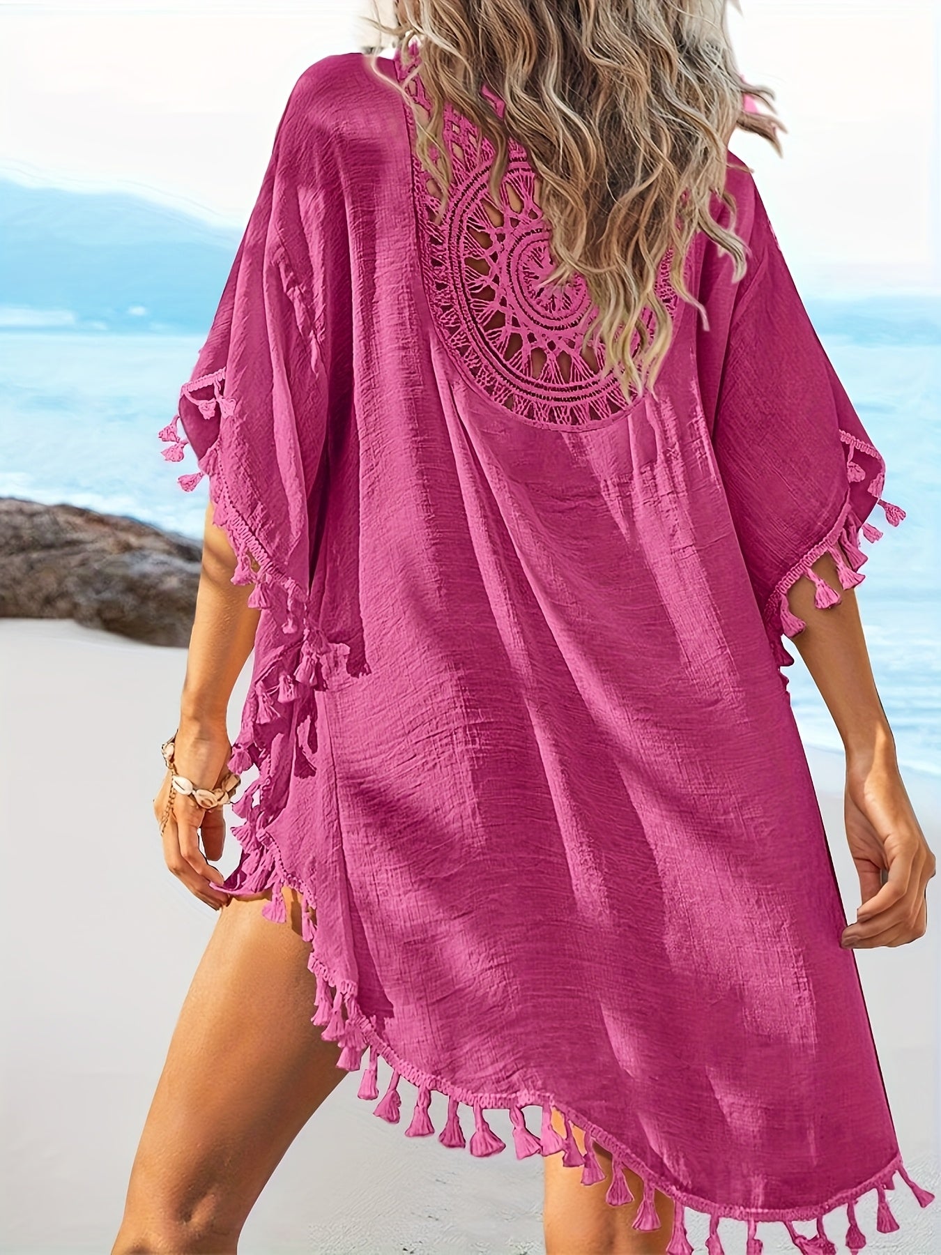 Alora | Boho-strandjurk voor dames – Lichtgewicht zomerse kaftan met V-hals
