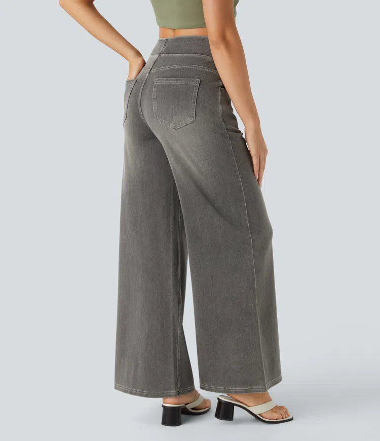 Rexina | Dames high-waisted wijde jeans – Comfortabele stretchdenim, trendy losvallende casual broek