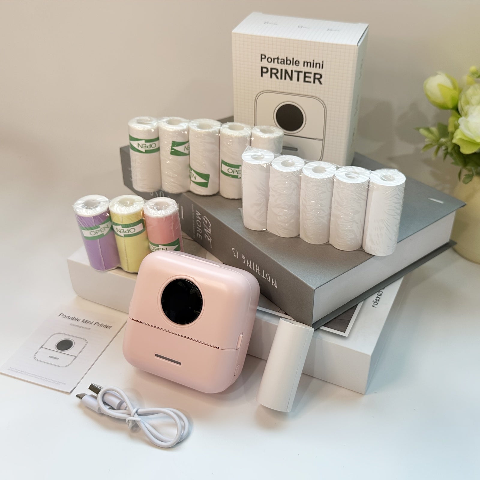 PrintMate | Mini draagbare thermische printer met 14 papierrollen – Foto- en labelafdrukken