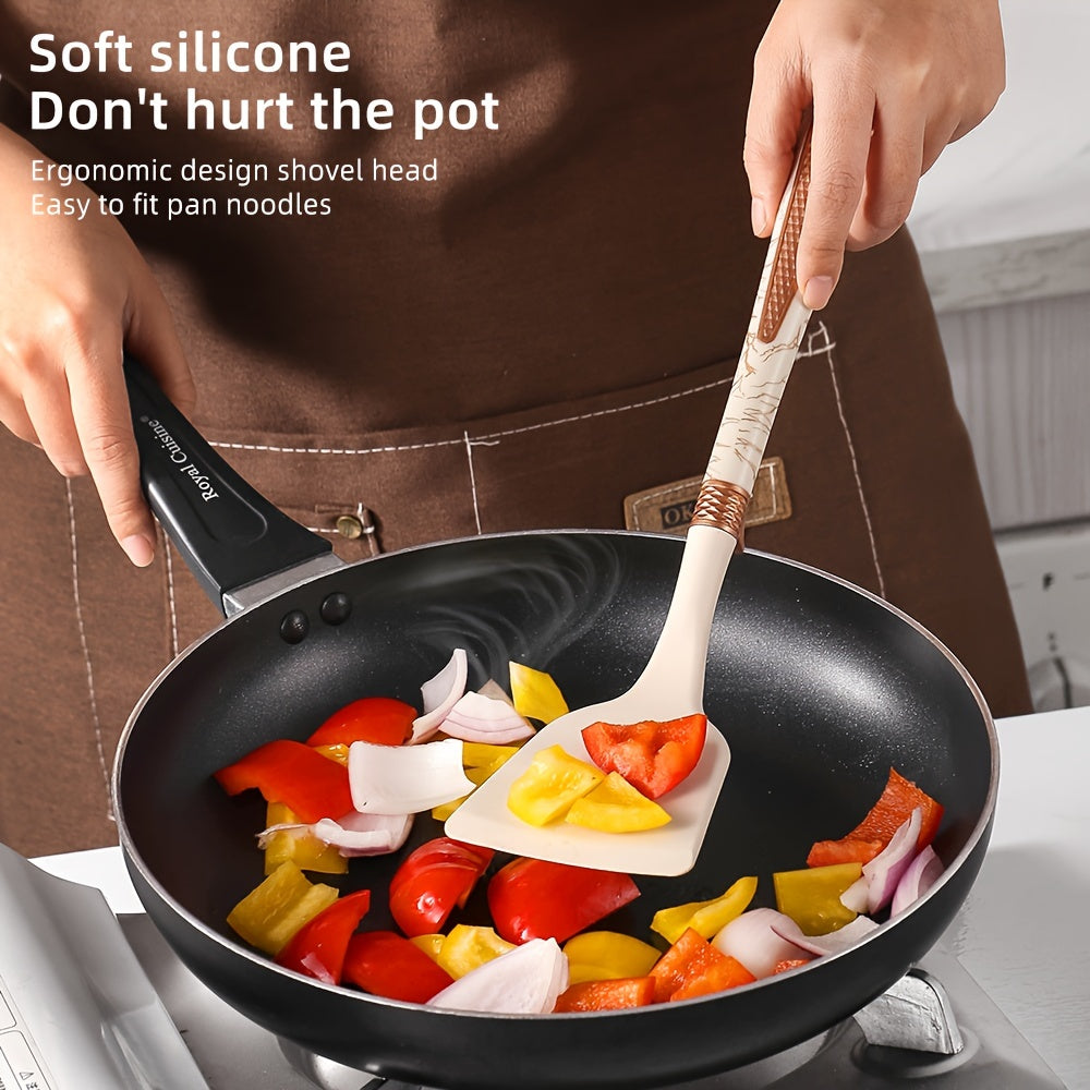 CookStash | Siliconen keukengerei Set - Anti-aanbak Gereedschap - Lichte Houten Handgrepen
