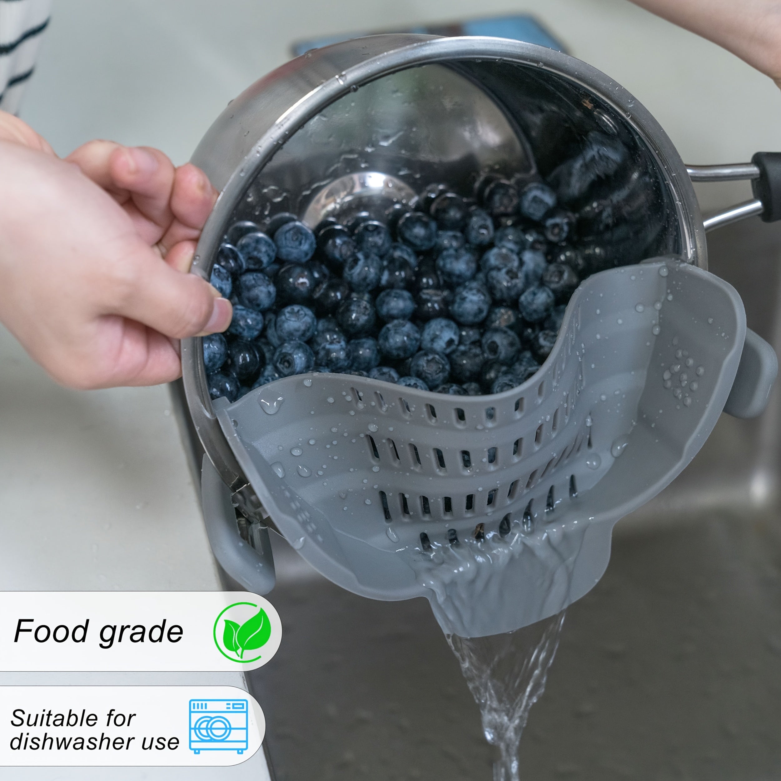 SnapStrain | Clip-on pot- en pannenzeef – Duurzame plastic vergiet voor pasta, groenten en fruit