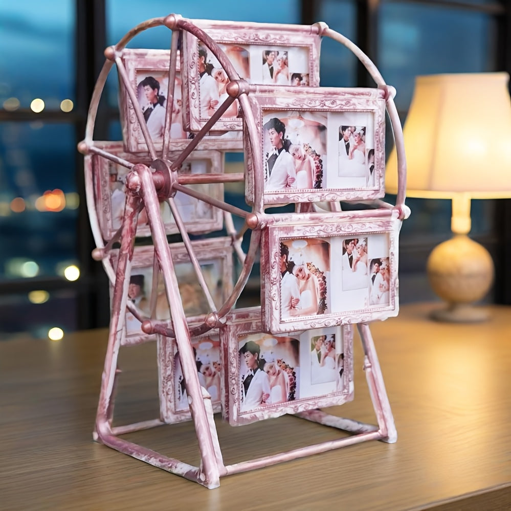 NostalgiaWheel | Vintage reuzenrad draaiende fotolijst – 8 stuks 4x6 fotolijsten, creatief cadeau voor thuis en op tafel