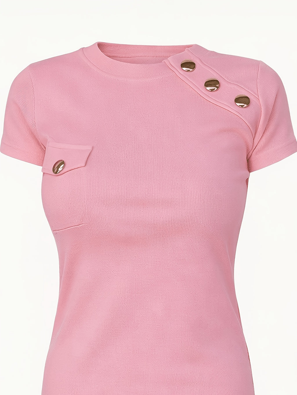 Valeska | Dames Elegant T-shirt met Knopen aan de Voorkant – Gouden Knopdetails