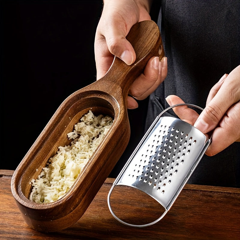 RustiGrate | Premium Roestvrijstalen Rasp met Acaciahouten Handvat - Multi-Mes Keukengereedschap