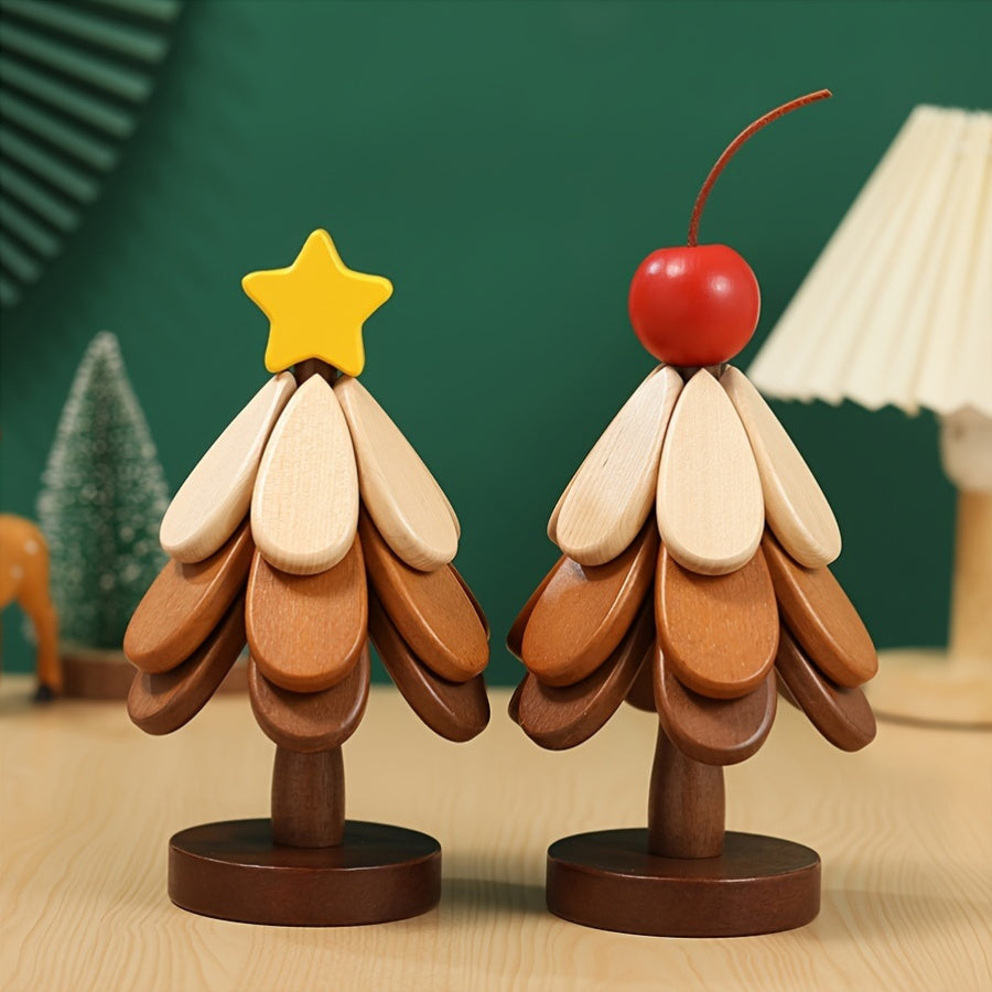 FestivCoast | Houten kerstboom onderzetters met standaard – 3 stuks, creatief boomvormig, hittebestendig