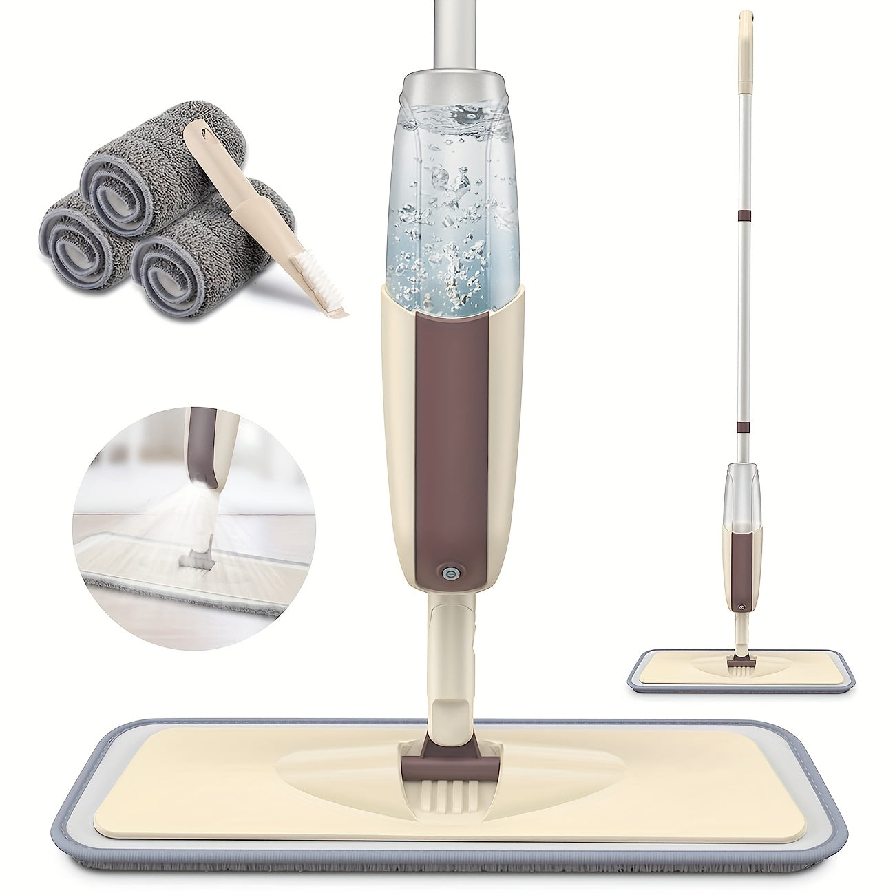RevoMop | Herbruikbare Microvezel Spray Mop - Moeiteloos vloeren reinigen, roterende mop met herbruikbare pads