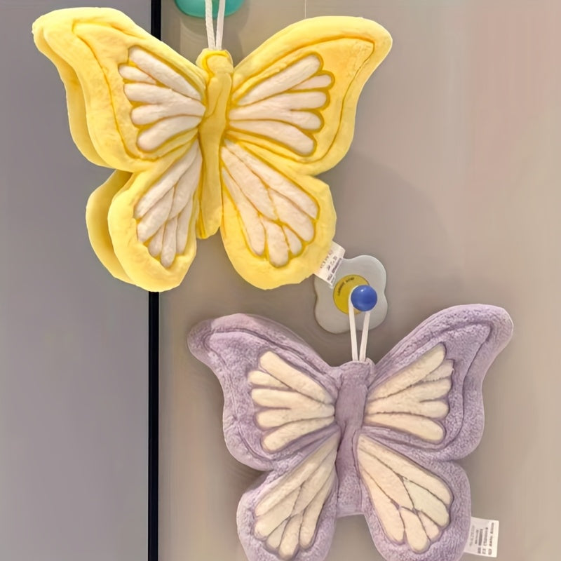 CozeFly | Butterfly-handdoek van coral fleece om op te hangen, dik, zacht, sneldrogend
