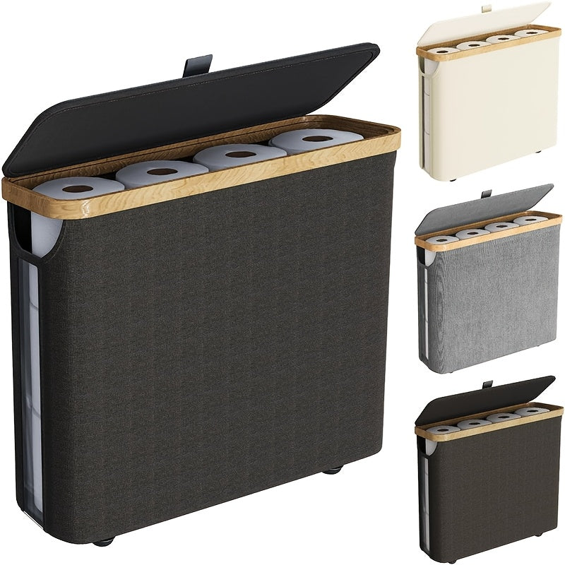 RollStash | Toiletpapiermand met deksel – houder voor maximaal 12 rollen, organizer voor badkamer en slaapkamer