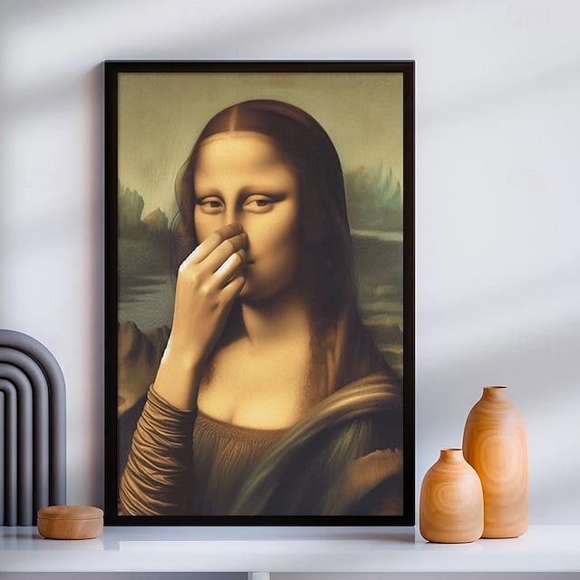 FlushArt | Grappige Mona Lisa-wanddecoratie, vintage toilet-humor voor badkamer en toilet