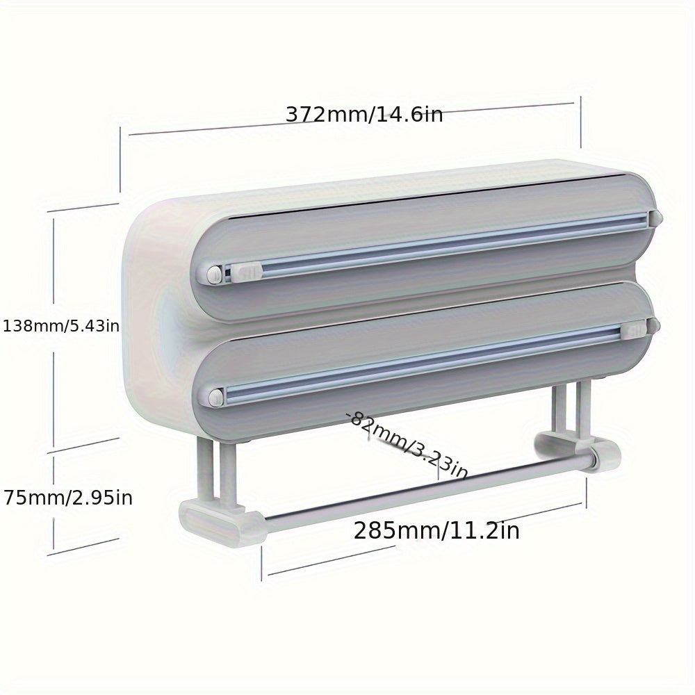 WrapEase | Wandgemonteerde plasticfolie- en aluminiumfoliesnijder met dispenser