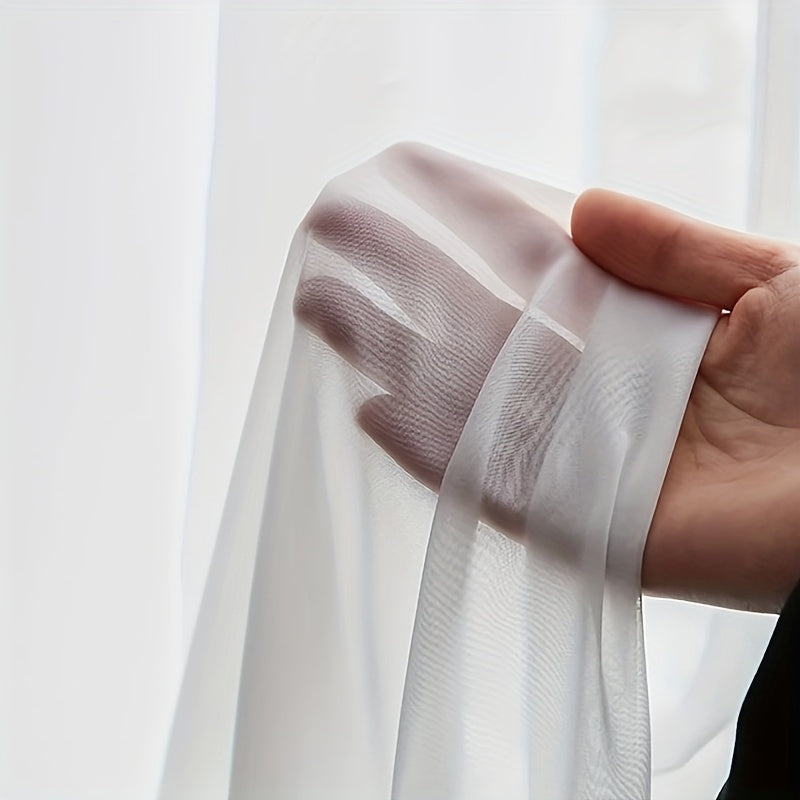 SheerDrape | Wit chiffon semi-transparant gordijn - Zachte tule gordijnen voor thuisdecoratie