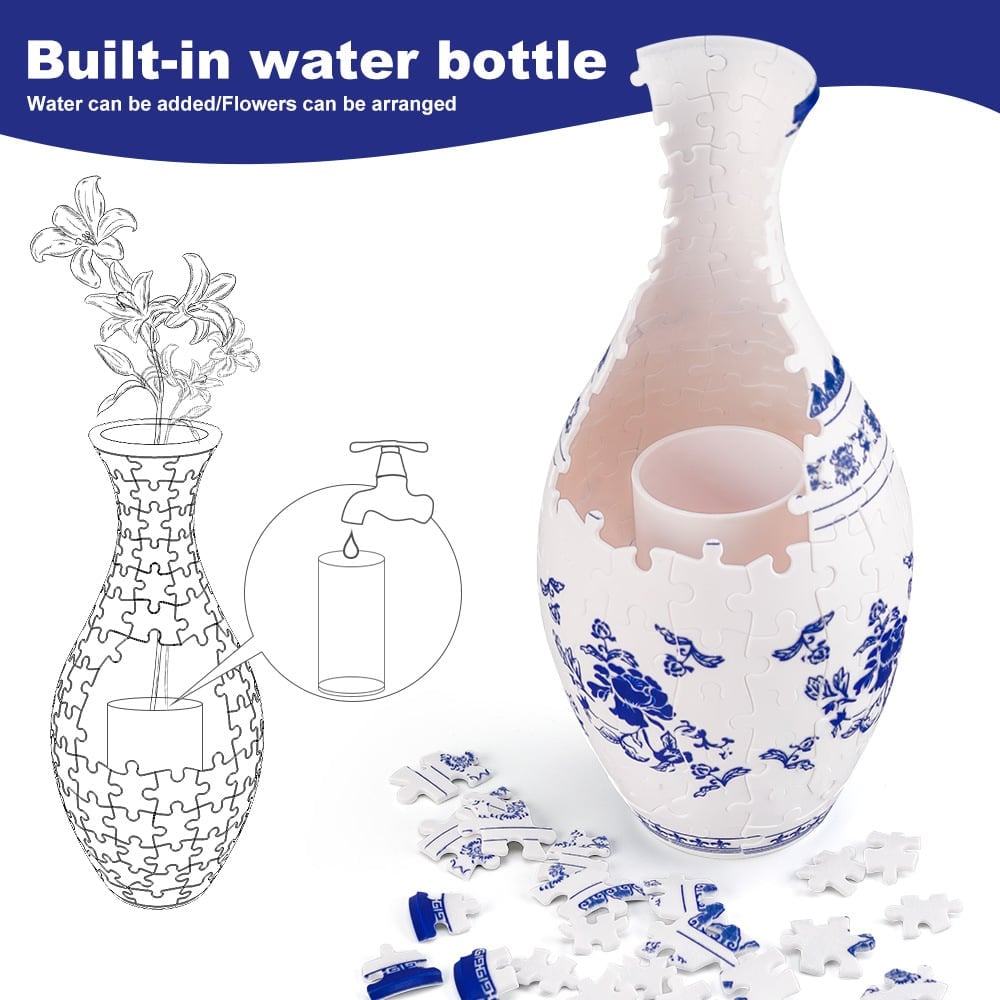 VaseCraft | 3D Puzzelvaas - Decoratieve Bloemenvaas met Verwijderbare Waterhouder, Creatieve DIY Woondecoratie, Uniek Modern Ontwerp