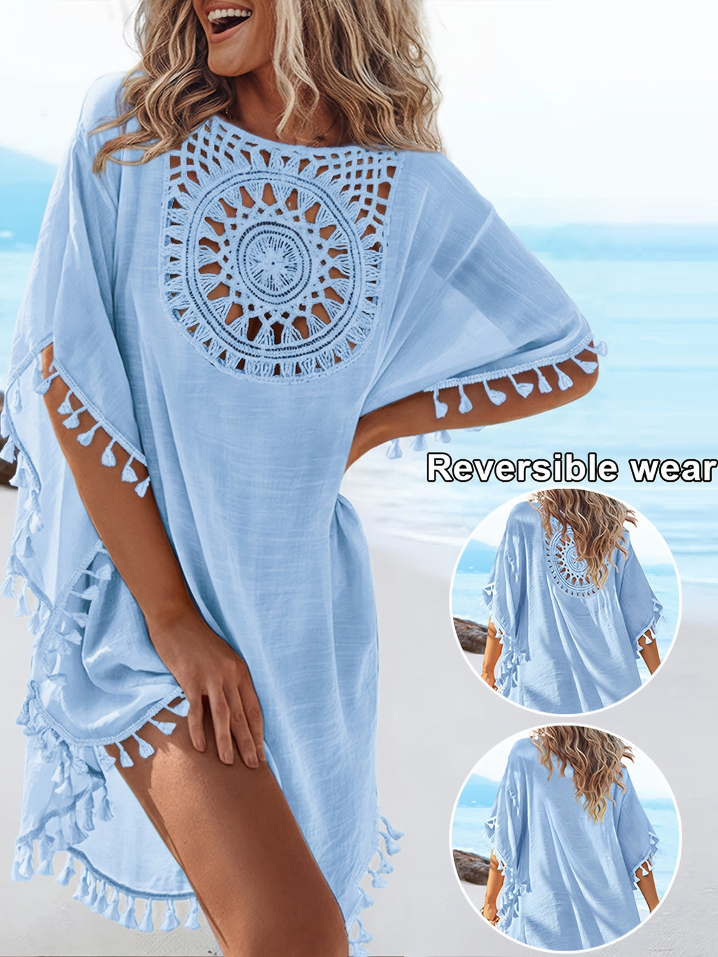 Alora | Boho-strandjurk voor dames – Lichtgewicht zomerse kaftan met V-hals
