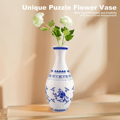 VaseCraft | 3D Puzzelvaas - Decoratieve Bloemenvaas met Verwijderbare Waterhouder, Creatieve DIY Woondecoratie, Uniek Modern Ontwerp