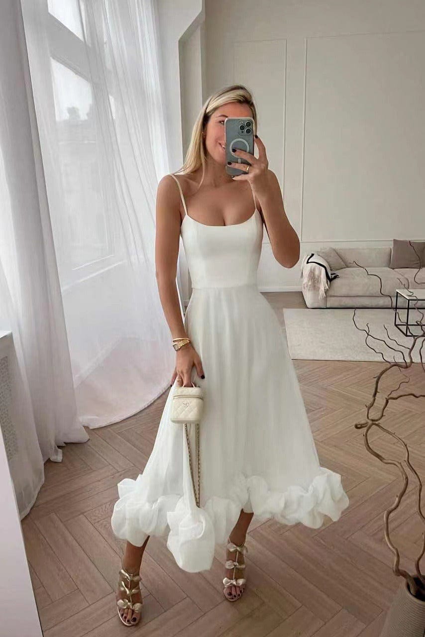 Deya | Midi-jurk met dunne bandjes voor dames – Elegante, zwierige zomer