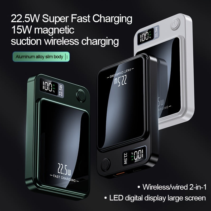 VoltMag | 10000 mAh draagbare powerbank – ultradun magnetisch draadloos opladen