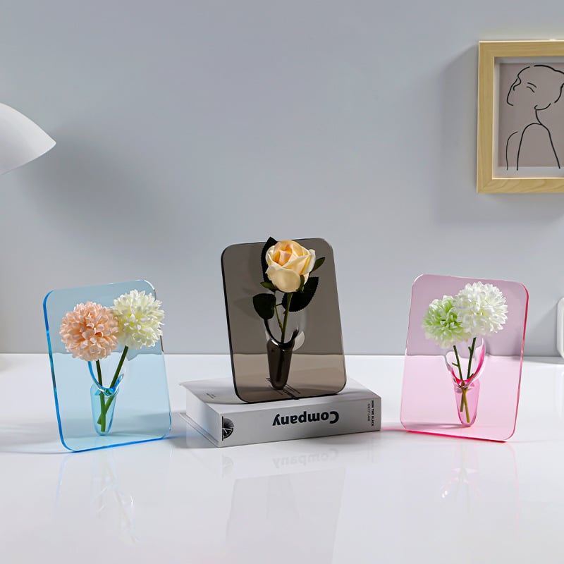 BloomFrame | Acrylic Clear Picture Frame Vase - Modern Minimalist Flower Display