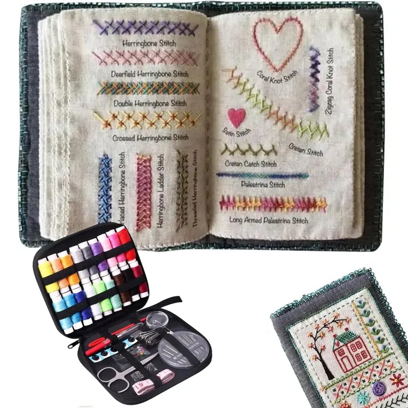 Stitchly | Alles-in-één borduur- en naaiset – compleet reisvriendelijk borduurboek