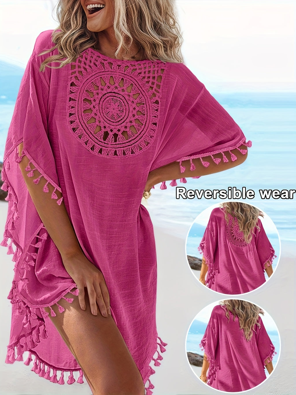 Alora | Boho-strandjurk voor dames – Lichtgewicht zomerse kaftan met V-hals