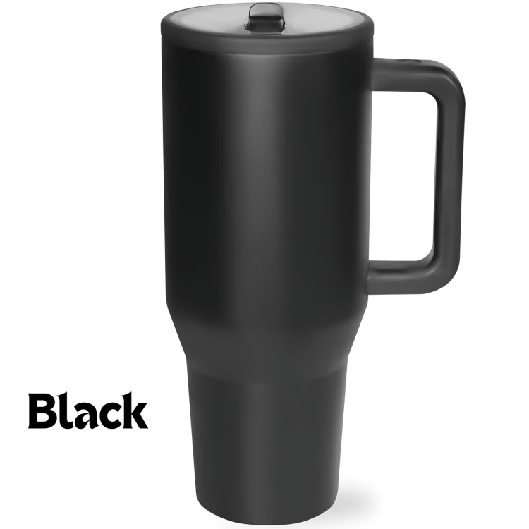 ThermoSip | Geïsoleerde reismok van 40 oz met handvat en flip-stro – Dubbelwandige thermobeker