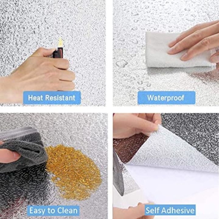 OilGuard | Zelfklevende aluminiumfolie keukenachterwand - oliebestendig, waterbestendig