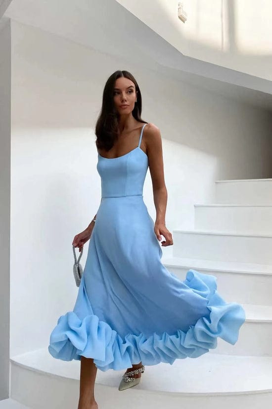 Deya | Midi-jurk met dunne bandjes voor dames – Elegante, zwierige zomer