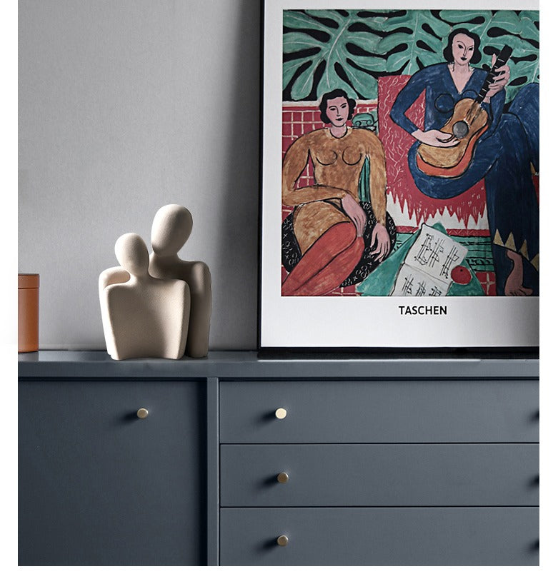 HearthlyLove | Keramisch beeldhouwwerk – Abstract liefdesbeeldje, elegante woondecoratie en cadeau