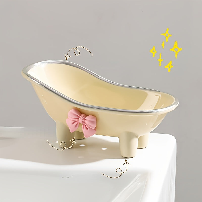 SoapTub | Badkuip Zeepbakje met Afvoer – Zelfdrainende Zeephouder, Schattige Badkamer Zeepschaal