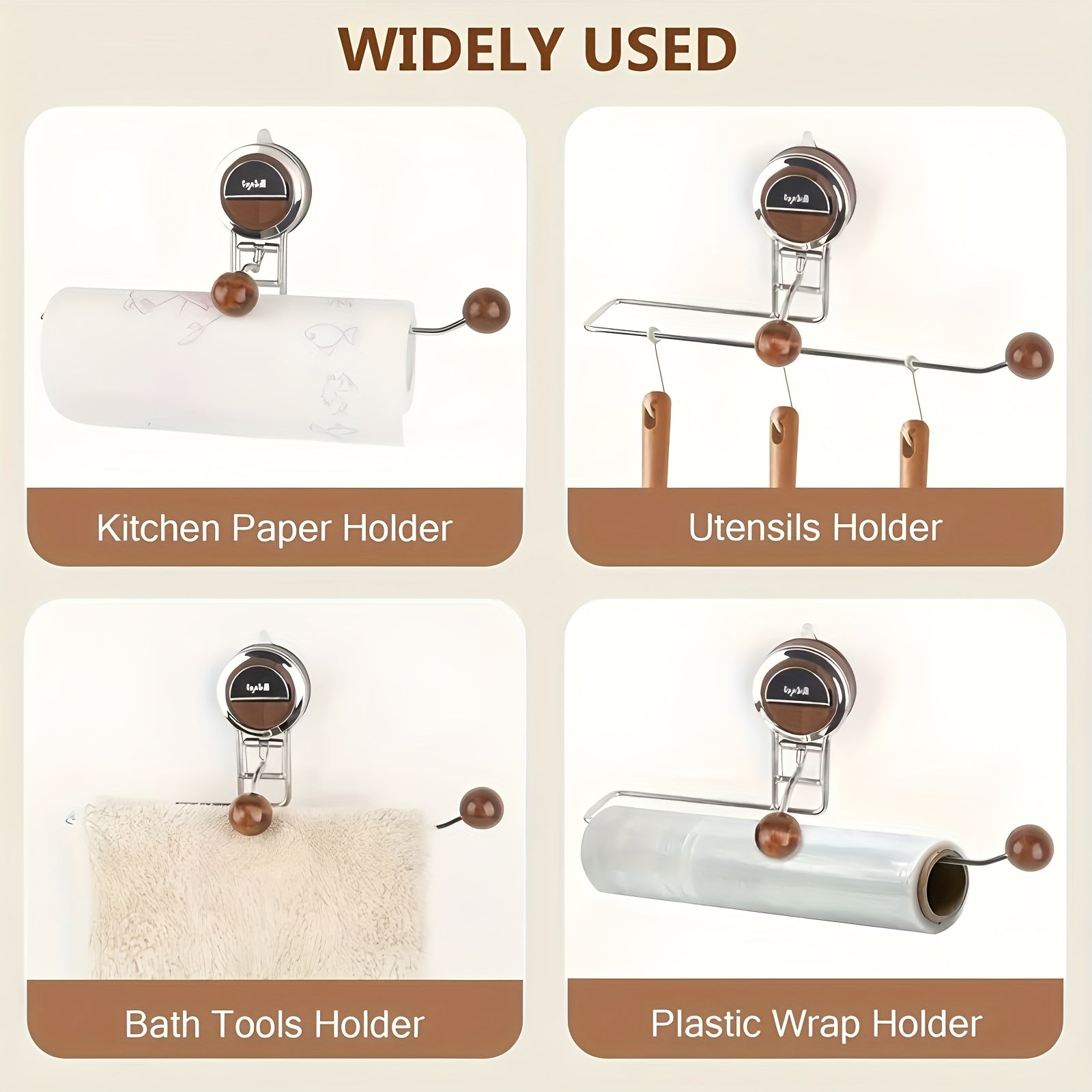 TidyTowel | Papieren handdoekhouder met zuignap – roestvrij staal, keukenhanddoekenrek zonder boren