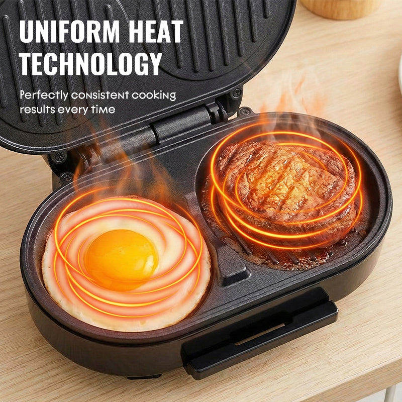 BreakfastPro | Elektrische Dubbele Ontbijtmaker – Anti-aanbak Grill, Omelet- & Sandwichmaker