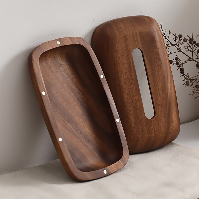 TimberTissue | Walnoothouten tissueboxhouder - Moderne minimalistische houten hoes voor op tafel,