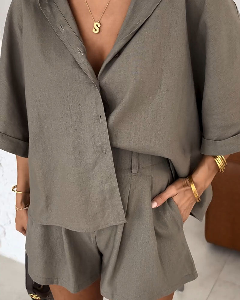 Jaya | Chique linnen 2-delige set voor dames – blouse & shorts zomer outfit