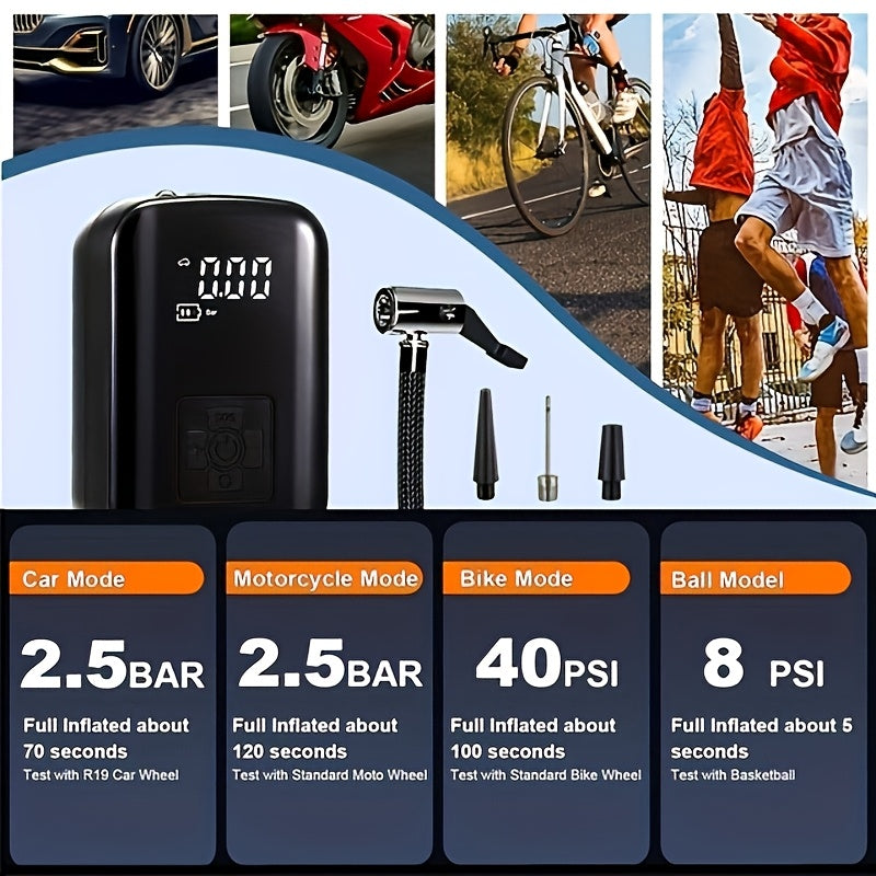 ZapAir | Luchtcompressor voor Onderweg – Digitale Pomp met Oplaadbare LED-lamp