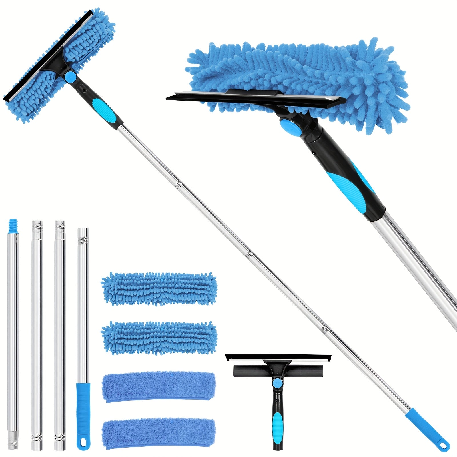 VistaClean | 182 cm professionele 2-in-1 raamwisser set – verstelbare telescoopsteel