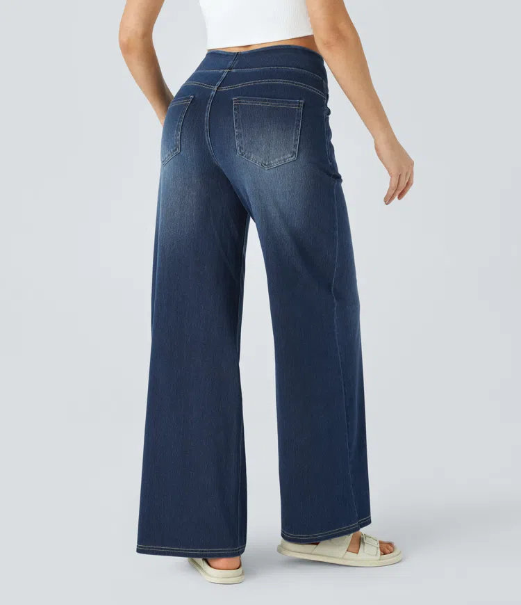 Rexina | Dames high-waisted wijde jeans – Comfortabele stretchdenim, trendy losvallende casual broek