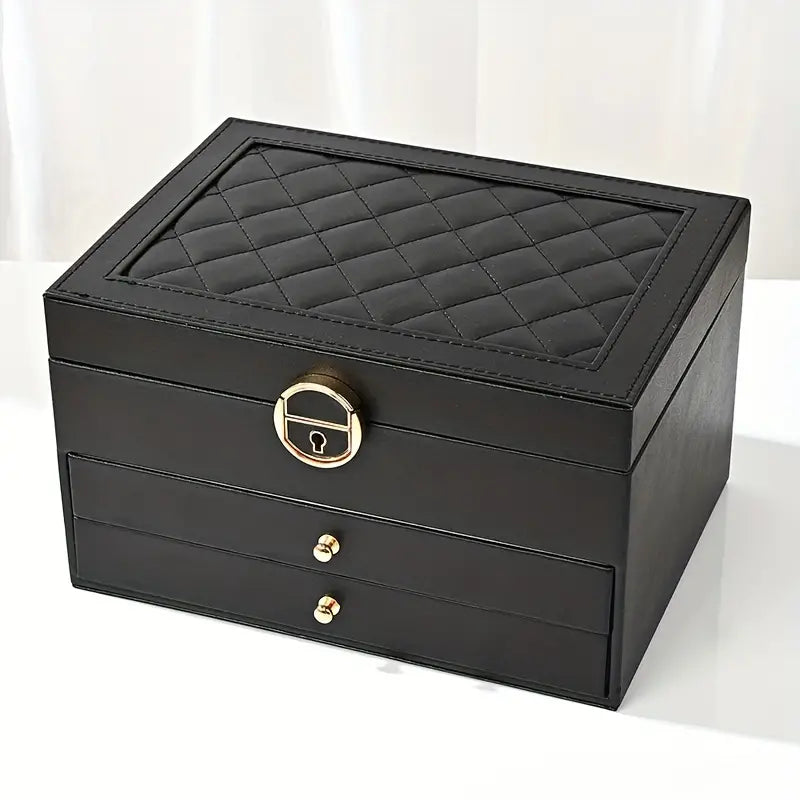 EleganceBox | Sieradendoos van leer met meerdere lagen - Elegante opslag & organisator voor ringen, kettingen, oorbellen