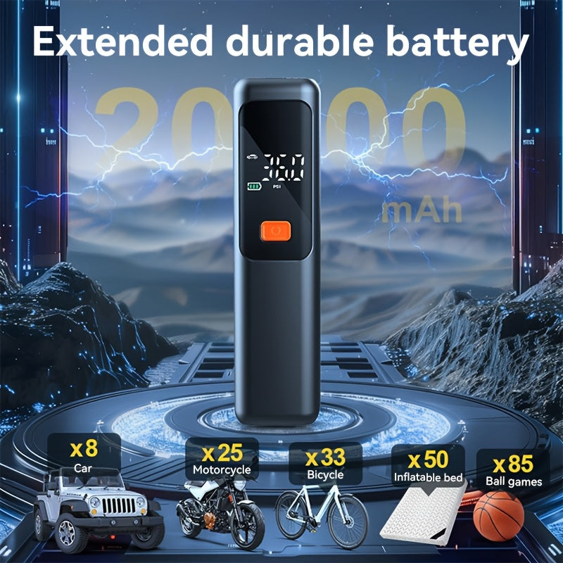 AirBoost | Compacte oplaadbare luchtcompressor – 150 PSI slimme inflator met LCD-scherm en LED-lampje voor auto's, fietsen en ballen