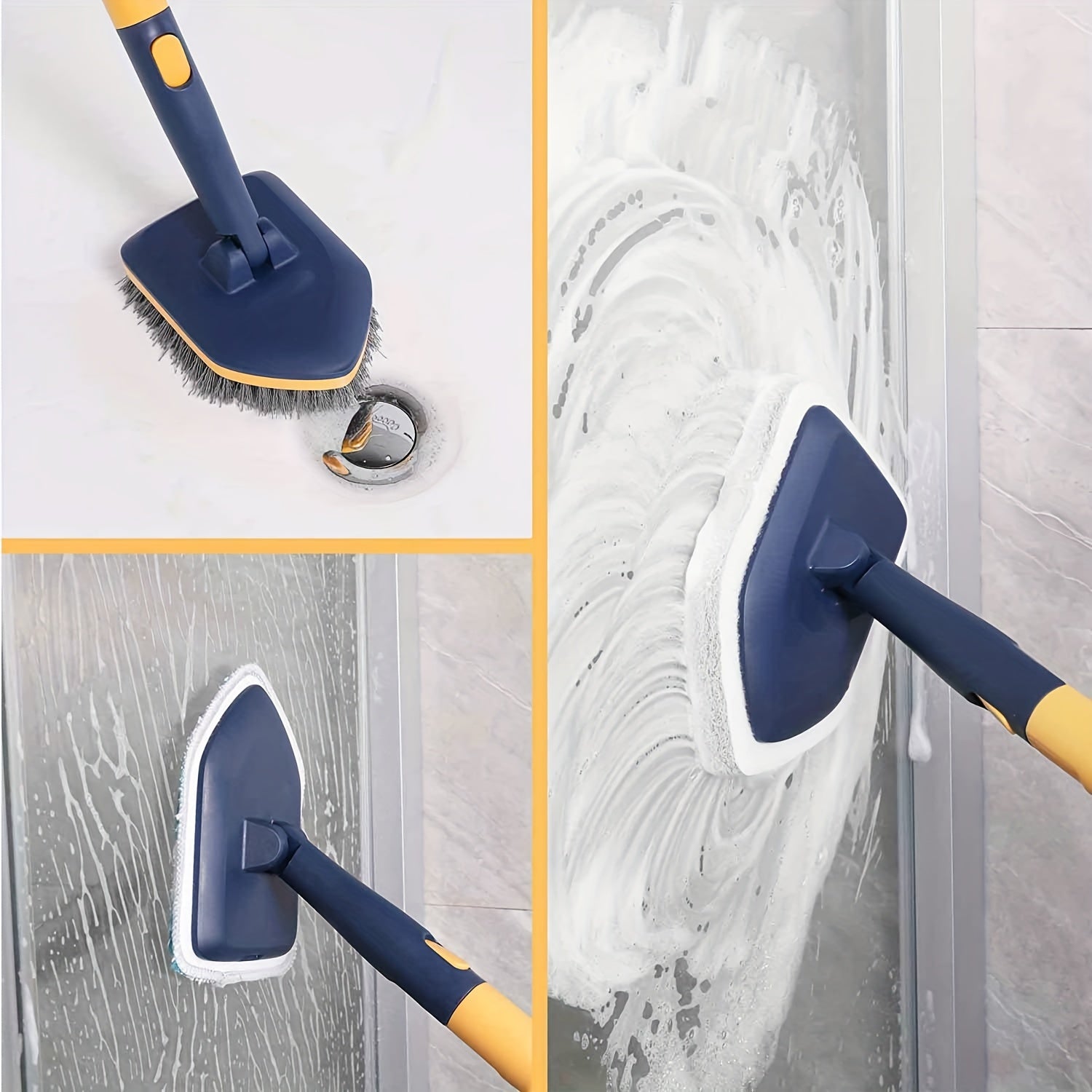 MightyBrush | 3-in-1 uitschuifbare bad- en tegelschrobborstel – 127 cm lange steel, badkamer-, bad-, vloer- en toiletreiniger