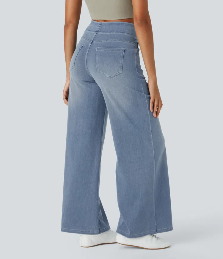 Rexina | Dames high-waisted wijde jeans – Comfortabele stretchdenim, trendy losvallende casual broek