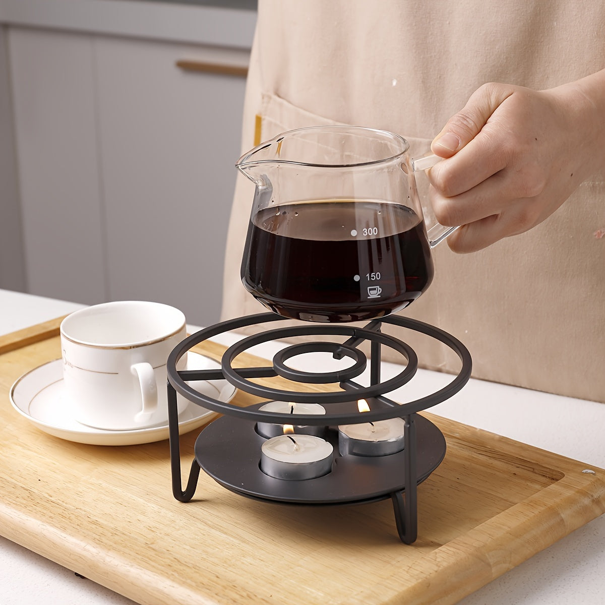 CozyPour | Draagbare kaars-theewarmer – Hittebestendige theepotstandaard voor langdurige warmte