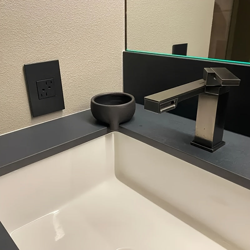 DripLux | Elegante zwarte zeepbakje van kunsthars met afvoer – Modern minimalistisch badkameraccessoire