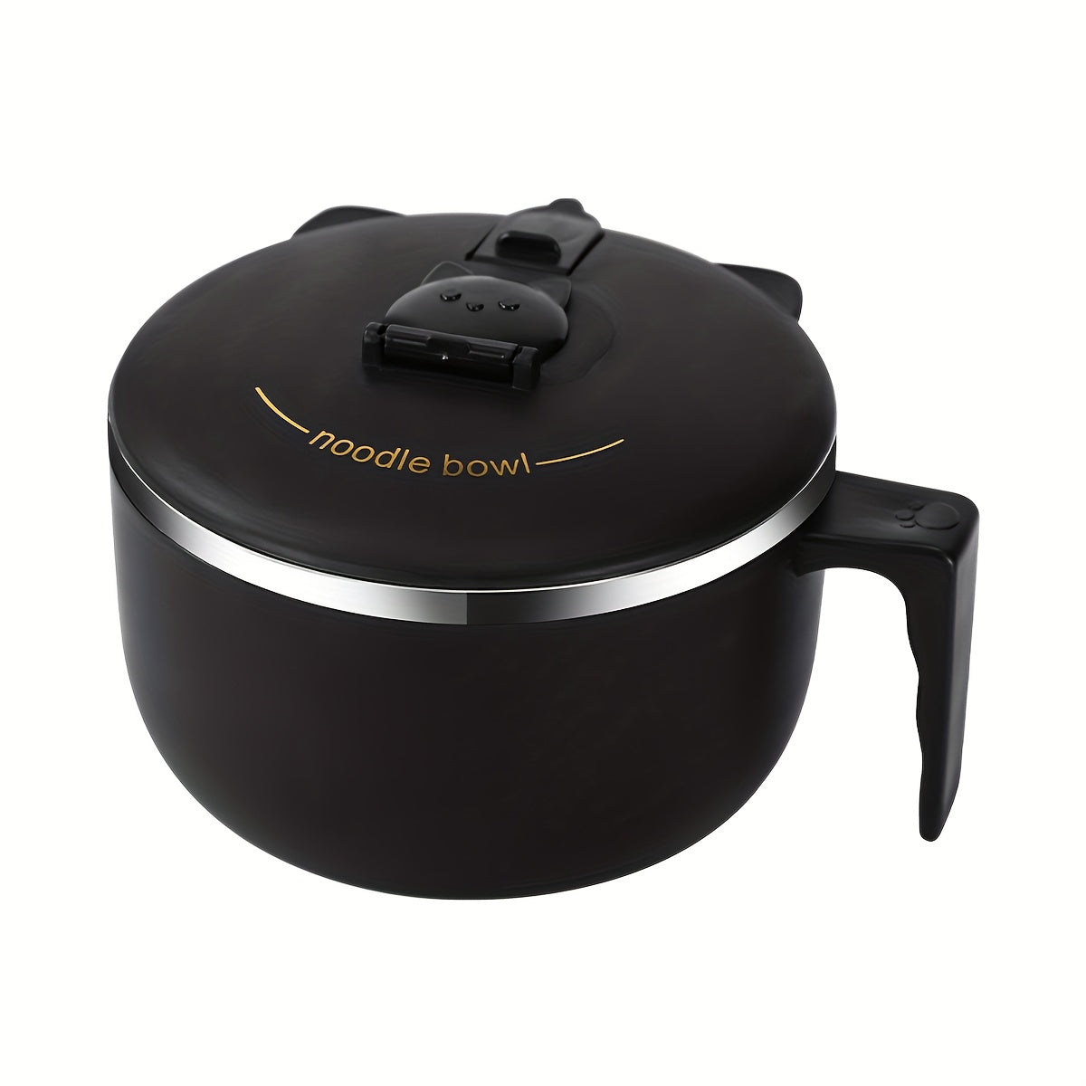 Bowluxe | 1300 ml roestvrijstalen noedelkom met deksel – geïsoleerde soep- en voedselcontainer
